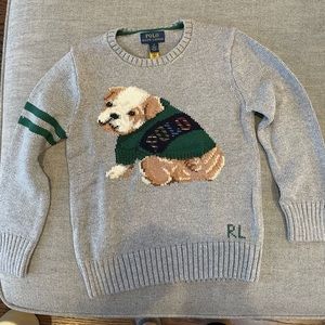 Ralph Lauren boys size 6 sweater - gray with bull dog